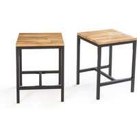 Set of 2 Hiba Stools in Solid Oak and Steel PunkCow